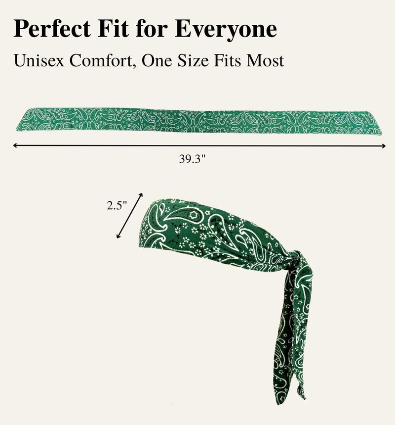 MD Style Tie Bandana Headband for Men and Women Hair Accessorries Paisley and Solid Color Sweat Band for Sports Workout Hairband - Image 4